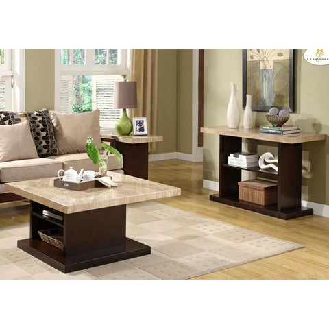 Homelegance Mooney 3 Piece Faux Marble Coffee Table Set w/ Espresso Base