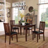 Homelegance Mosely 5 Piece Dining Room Set in Dark Brown Cherry