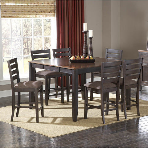 Homelegance Natick 7 Piece Counter Dining Room Set in Espresso & Brown