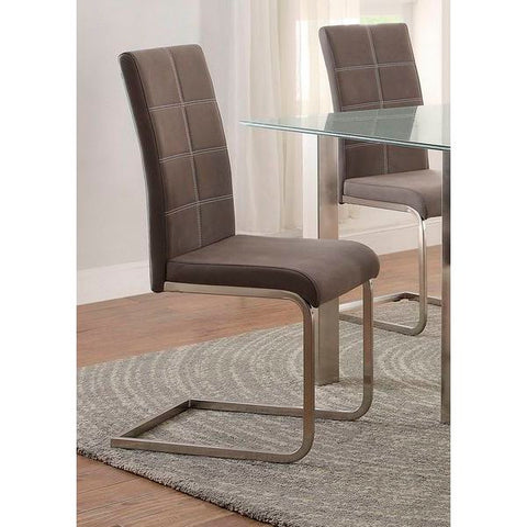 Homelegance Nerissa Side Chair Chrome In Neutral Tone Fabric