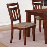 Homelegance Oldsmar Side Chair w/ Neutral Toned Brown Fabric Seat in Dark Oak