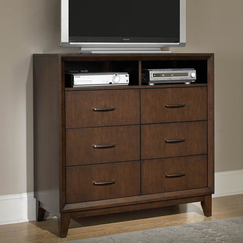 Homelegance Oliver 6 Drawer TV Chest in Warm Brown Cherry