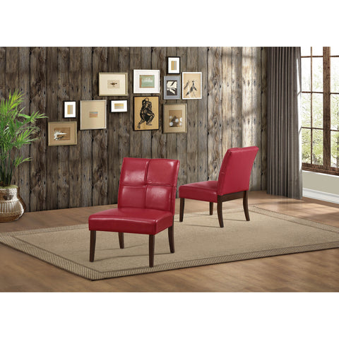 Homelegance Oriana Upholstered Accent Chair in Red Bi-Cast Vinyl