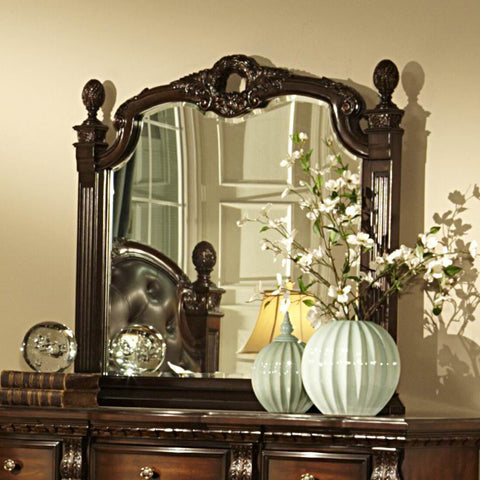Homelegance Orleans Arched Mirror in Rich Cherry
