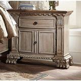 Homelegance Orleans II Night Stand With Rubber Wood Top In Antique White Washed + Driftwood Top