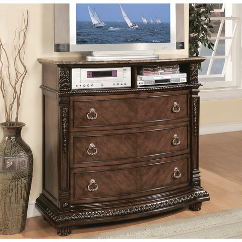 Homelegance Palace 48 Inch TV Chest w/ Marble Top in Brown Cherry