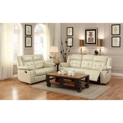 Homelegance Palco Love Seat & Sofa In Ivory Airehyde Match