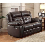 Homelegance Palco Recliner Love Seat In Dark Brown Airehyde Match