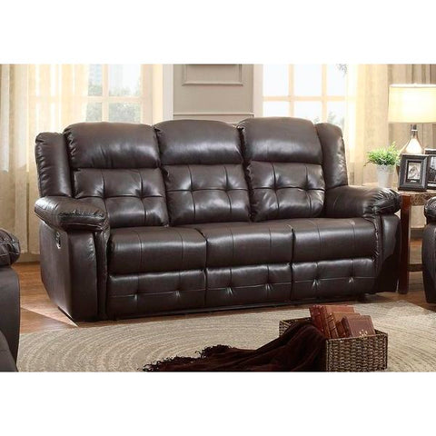 Homelegance Palco Recliner Sofa In Dark Brown Airehyde Match