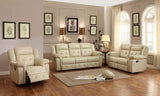 Homelegance Palco Recliner Sofa In Ivory Airehyde Match