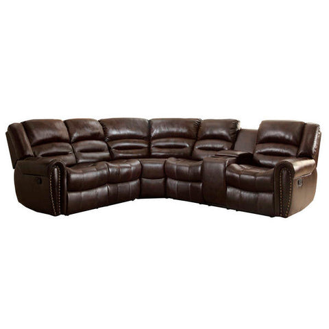 Homelegance Palmyra Sofa Set With Corner Seat And Right Console In Dark Brown Bonded Leather Match