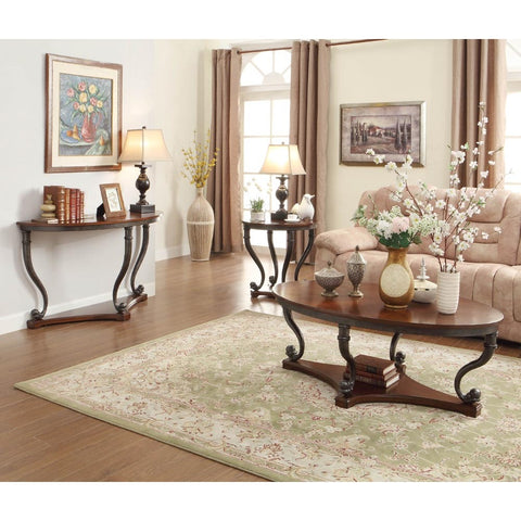 Homelegance Panne 3 Piece Coffee Table Set in Warm Cherry