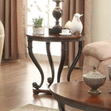 Homelegance Panne Round End Table in Warm Cherry