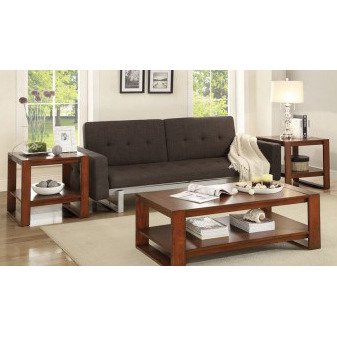 Homelegance Pannell 3 Piece Coffee Table Set in Warm Cherry