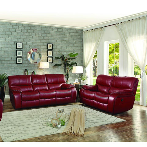 Homelegance Pecos 2 Piece Double Reclining Living Room Set in Red Leather Gel Match