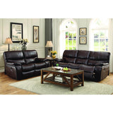 Homelegance Pecos 2 Piece Power Double Reclining Living Room Set in Brown Leather Gel Match