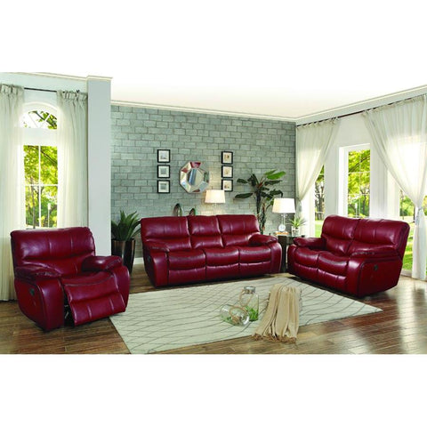 Homelegance Pecos 3 Piece Double Reclining Living Room Set in Red Leather Gel Match