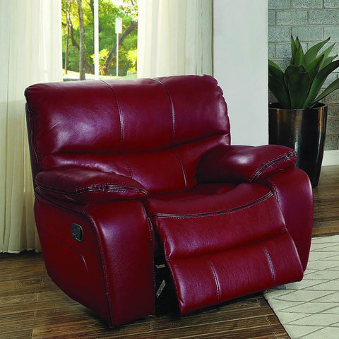 Homelegance Pecos Glider Reclining Chair in Red Leather Gel Match