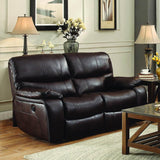 Homelegance Pecos Power Double Reclining Loveseat in Brown Leather Gel Match