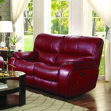 Homelegance Pecos 3 Piece Power Double Reclining Living Room Set in Red Leather Gel Match