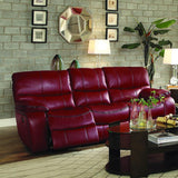 Homelegance Pecos 3 Piece Power Double Reclining Living Room Set in Red Leather Gel Match