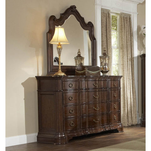 Homelegance Perry Hall Dresser w/ Mirror in Rich Brown Cherry