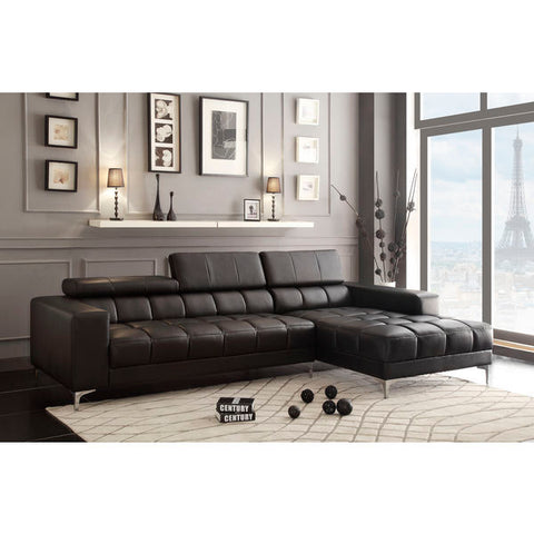 Homelegance Quillen 2Pc Set Sectional In Black Bonded Leather