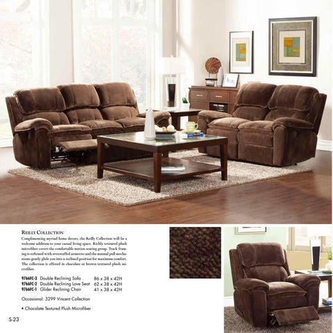 Homelegance Reilly 5 Piece Reclining Living Room Set in Chocolate Microfiber