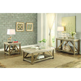 Homelegance Ridley 3 Piece Coffee Table Set w/Marble Top in Weathered Wood