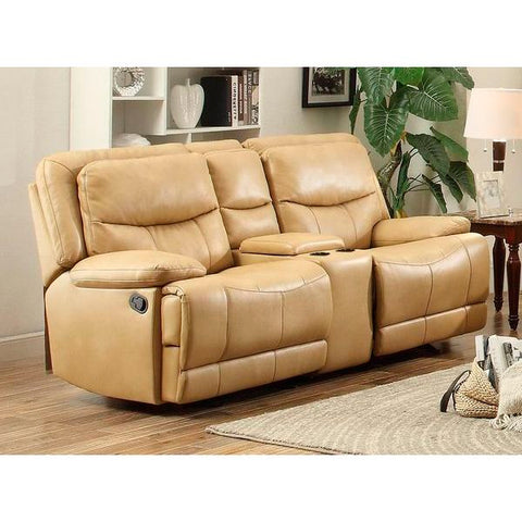 Homelegance Risco Glider Recliner Ls With Console In Honey Taupe Airehyde