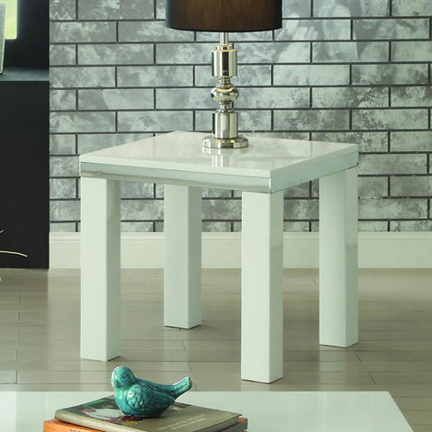Homelegance Rohme Square End Table in High Gloss White