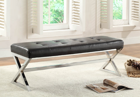 Homelegance Rory X-Base Bench in Black Leather