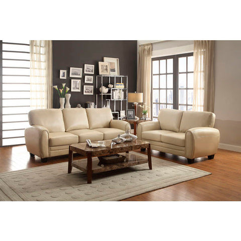 Homelegance Rubin Love Seat & Sofa In Taupe Bonded Leather Match