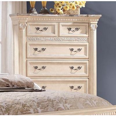 Homelegance Russian Hill Chest With Faux Marble Top In Antique White