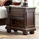 Homelegance Russian Hill Night Stand With Faux Marble Top, Cherry