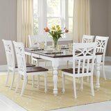 Homelegance Sanibel 7 Piece Dining Room Set in White & Warm Cherry
