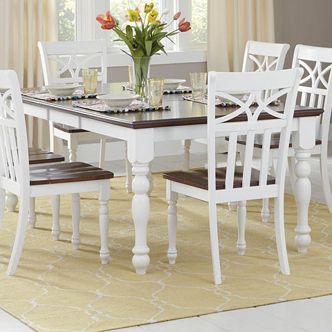 Homelegance Sanibel Extension Dining Table in White & Warm Cherry