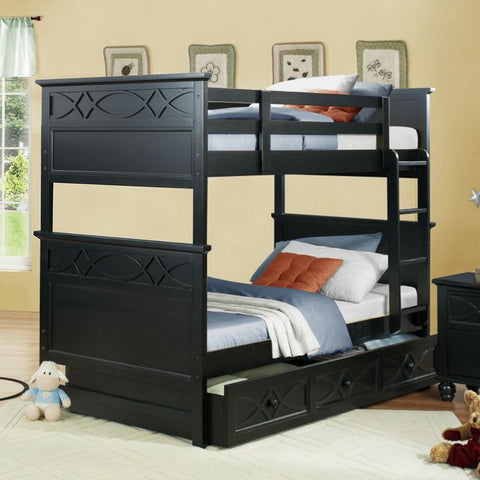 Homelegance Sanibel Twin over Twin Bunk Bed w/ Trundle in Black