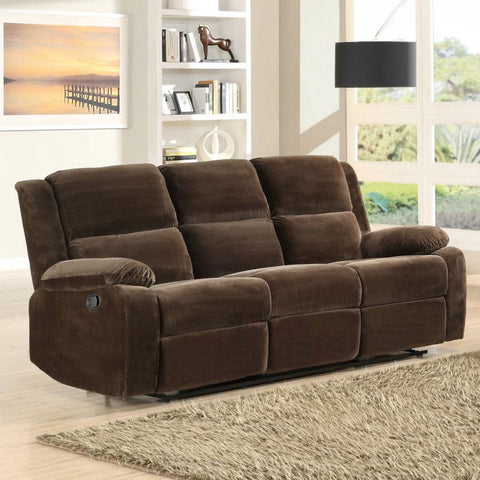 Homelegance Snyder Double Reclining Sofa in Coffee Microfiber