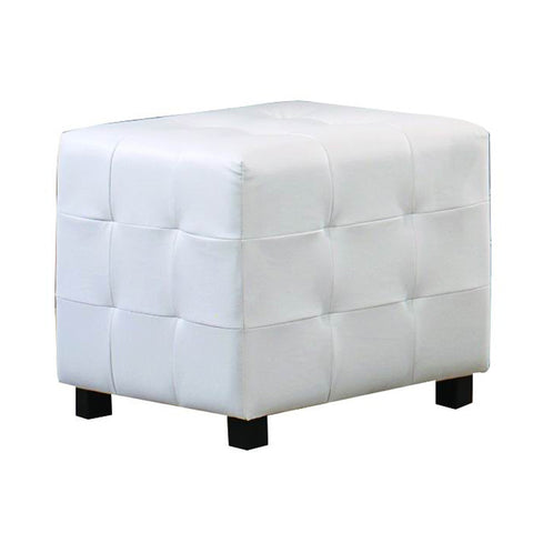 Homelegance Sparkle Upholstered Ottoman Cube in White Bi-Cast Vinyl