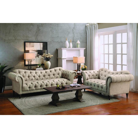 Homelegance St. Claire 2 Piece Living Room Set in Brown Fabric