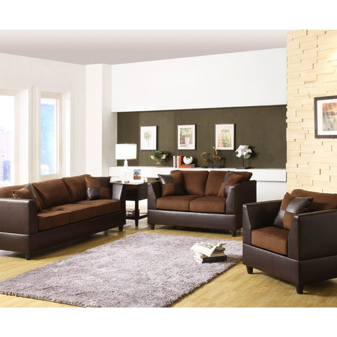 Homelegance Sundance 3 Piece Living Room Set in Brown & Dark Brown