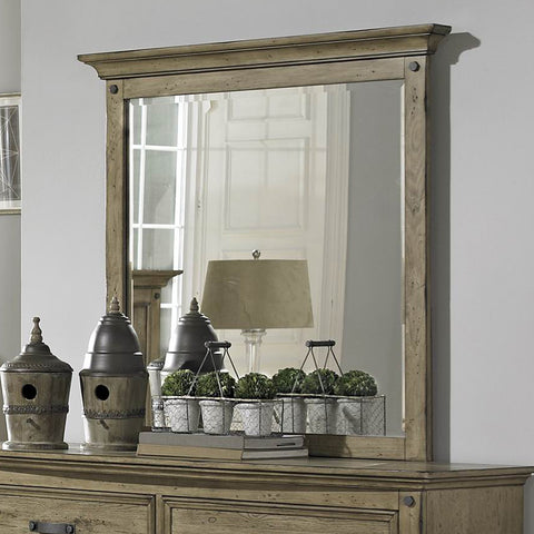 Homelegance Sylvania Rectangular Mirror in Oak Veneered Driftwood