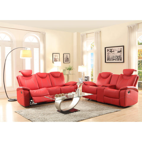 Homelegance Talbot 2 Piece Living Room Set in Red Leather