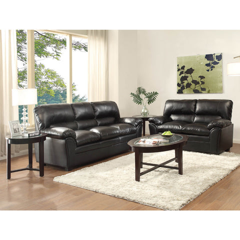Homelegance Talon 2 Piece Living Room Set in Black Leather
