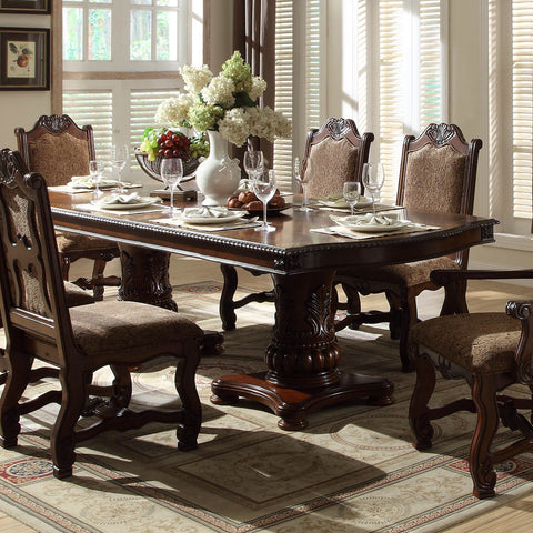 Homelegance Thurmont Double Pedestal Dining Table in Rich Cherry