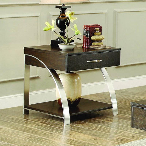 Homelegance Tioga End Table w/Functional Drawer in Espresso