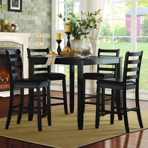 Homelegance Trask 5 Piece Counter Height Table Set in Black
