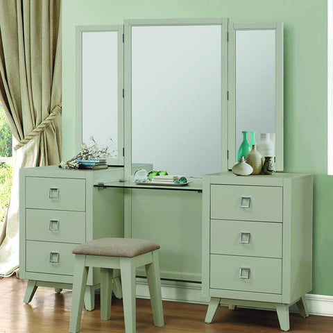 Homelegance Valpico Vanity Table & Mirror in Cool Grey & Olive