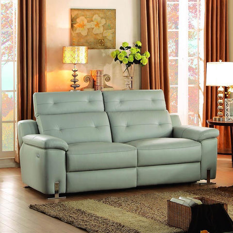 Homelegance Vortex Power Double Reclining Sofa in Light Grey Leather